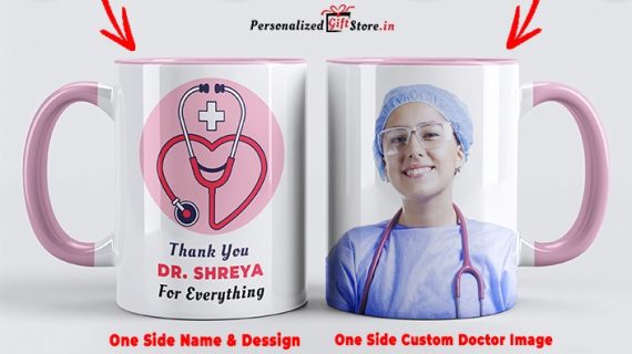 Personalized Gifts for Doctors - Custom Photo Print Coffee Mug (Pink & White)