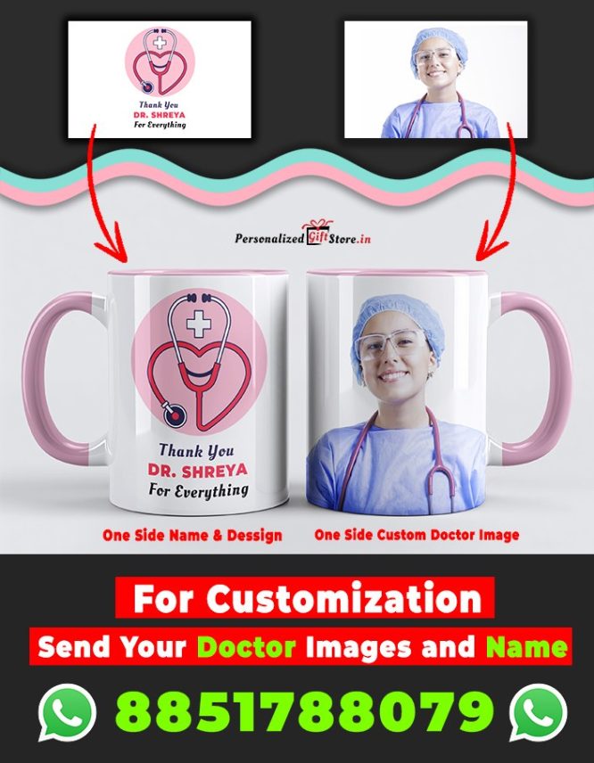Personalized Gifts for Doctors - Custom Photo Print Coffee Mug (Pink & White)
