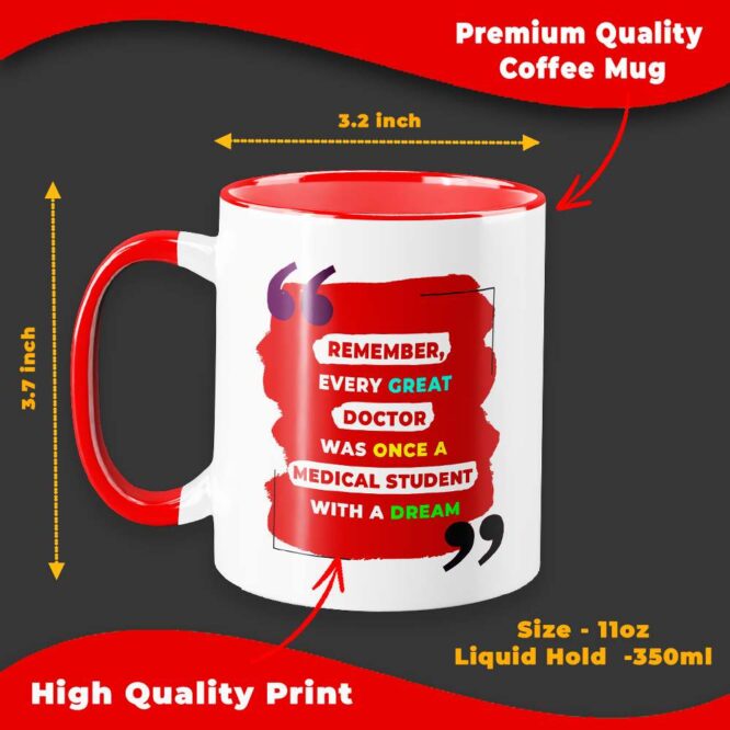 Motivational Quote Coffee Mug for Medical Students | Perfect Gift for Medical Students, NEET Aspirants & Future Doctors (Red)