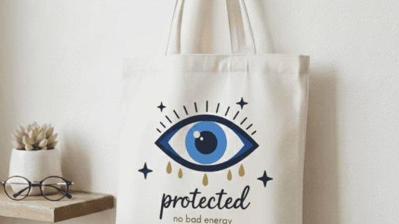 protected tote bag evil eye design canvas shoulder bag for women college travel everyday